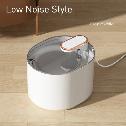 3L Automatic Pet Cat Drinking Fountain USB Dogs Cats Electric Mute Water Feeder Bowl Drinking Dispenser Filter Pet Items - Color: Low noise-White