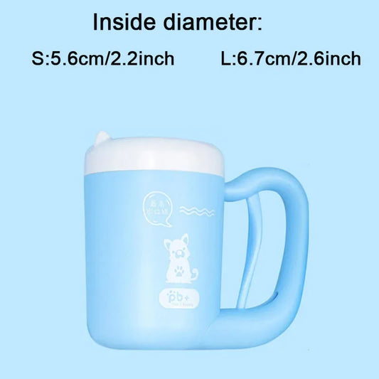 Outdoor portable pet dog paw cleaner cup soft silicone foot washer clean dog paws one click manual quick feet wash cleaner - Color: D-Blue, Size: S